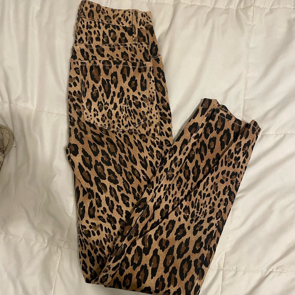 FRAME leopard print jeans.
